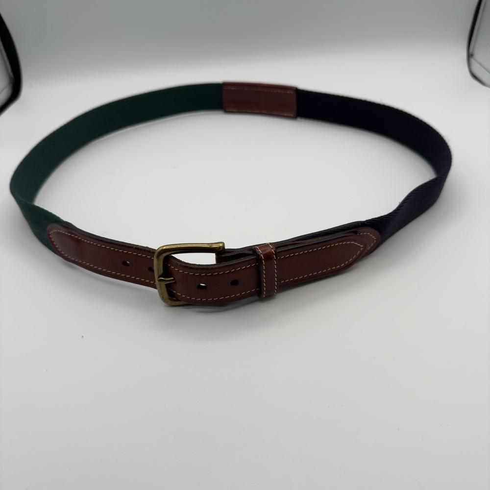 Tommy Hilfiger Authentic Surplus Style Mens Belt Sz 38 Navy Blue/Green/ Leather
